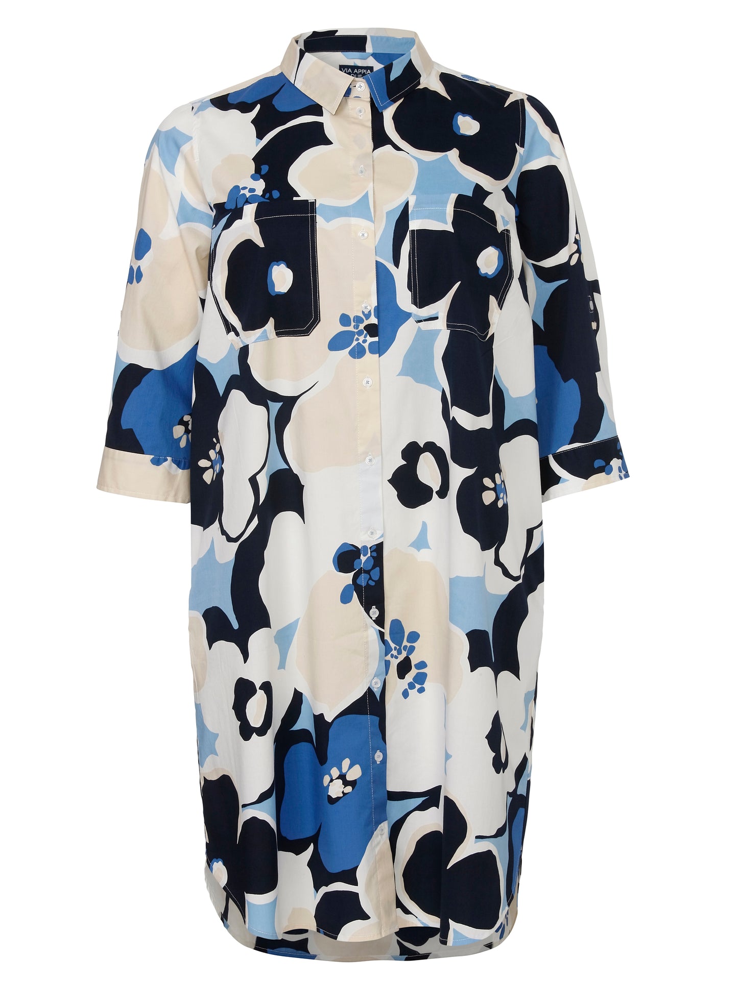 Kleid Hemdkragen 3/4 Arm Druck