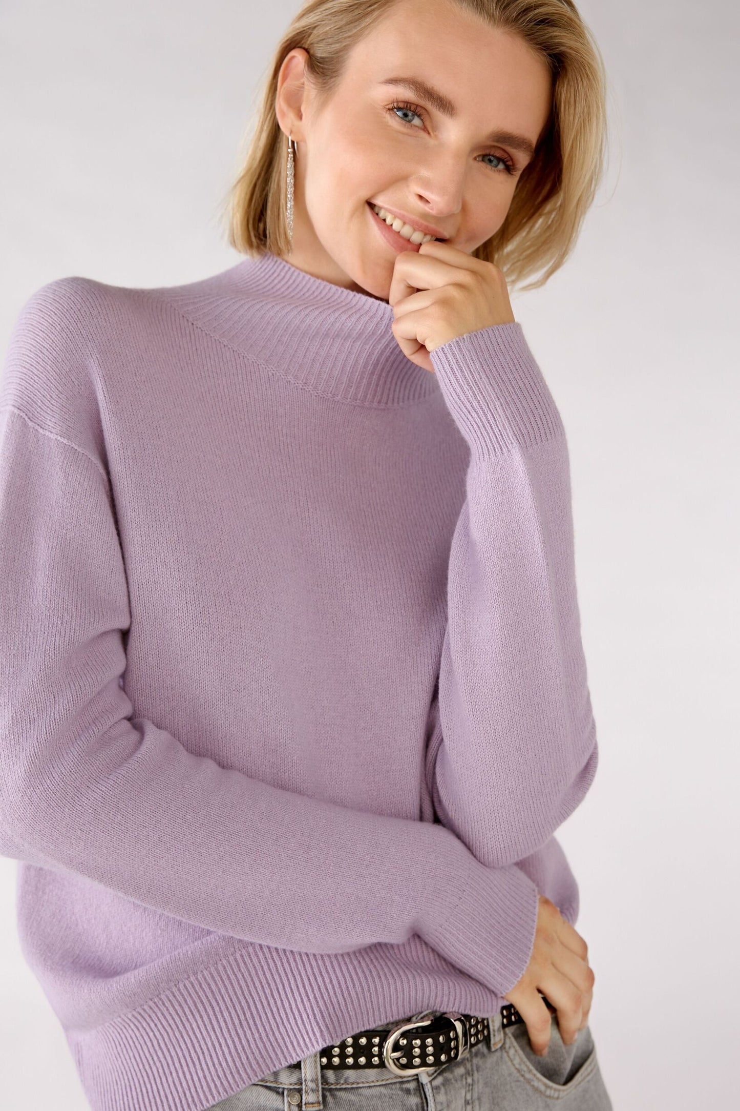 Strickpullover mit Stehkragen