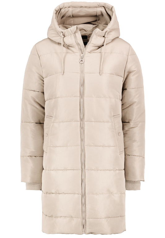 DOB Steppmantel, hohe Kapuze mit Tu, birch beige