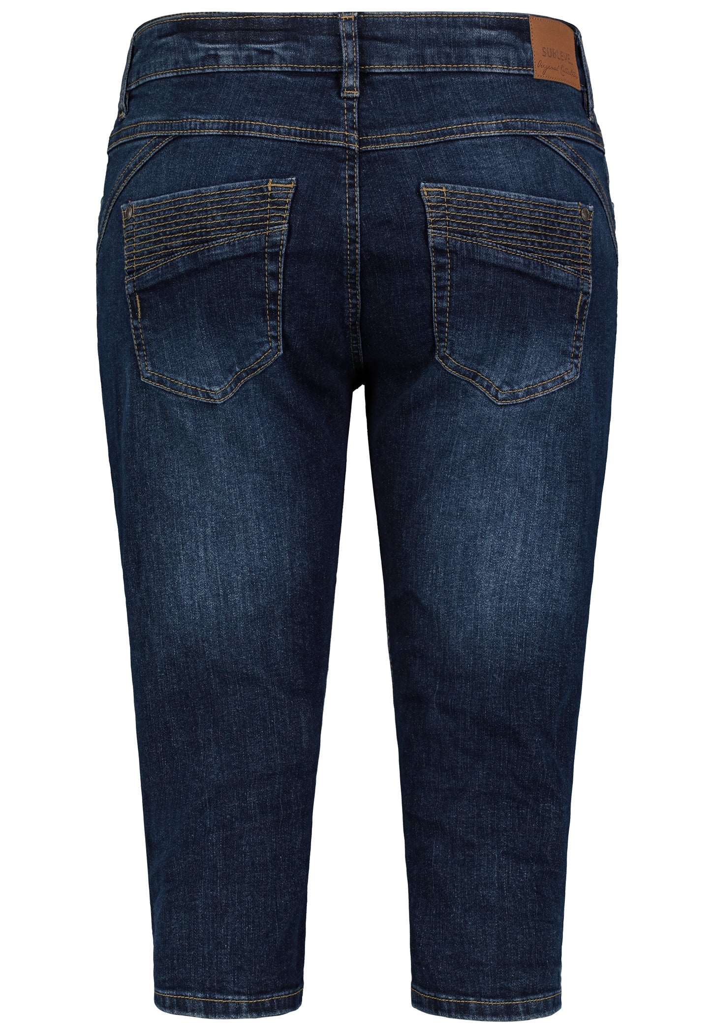 DOB Capri,5-pocket, O-shape, Schlit, dark blue denim