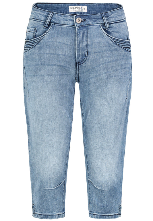 DOB Capri,5-pocket, O-shape, Schlit, LIGHT BLUE DENIM