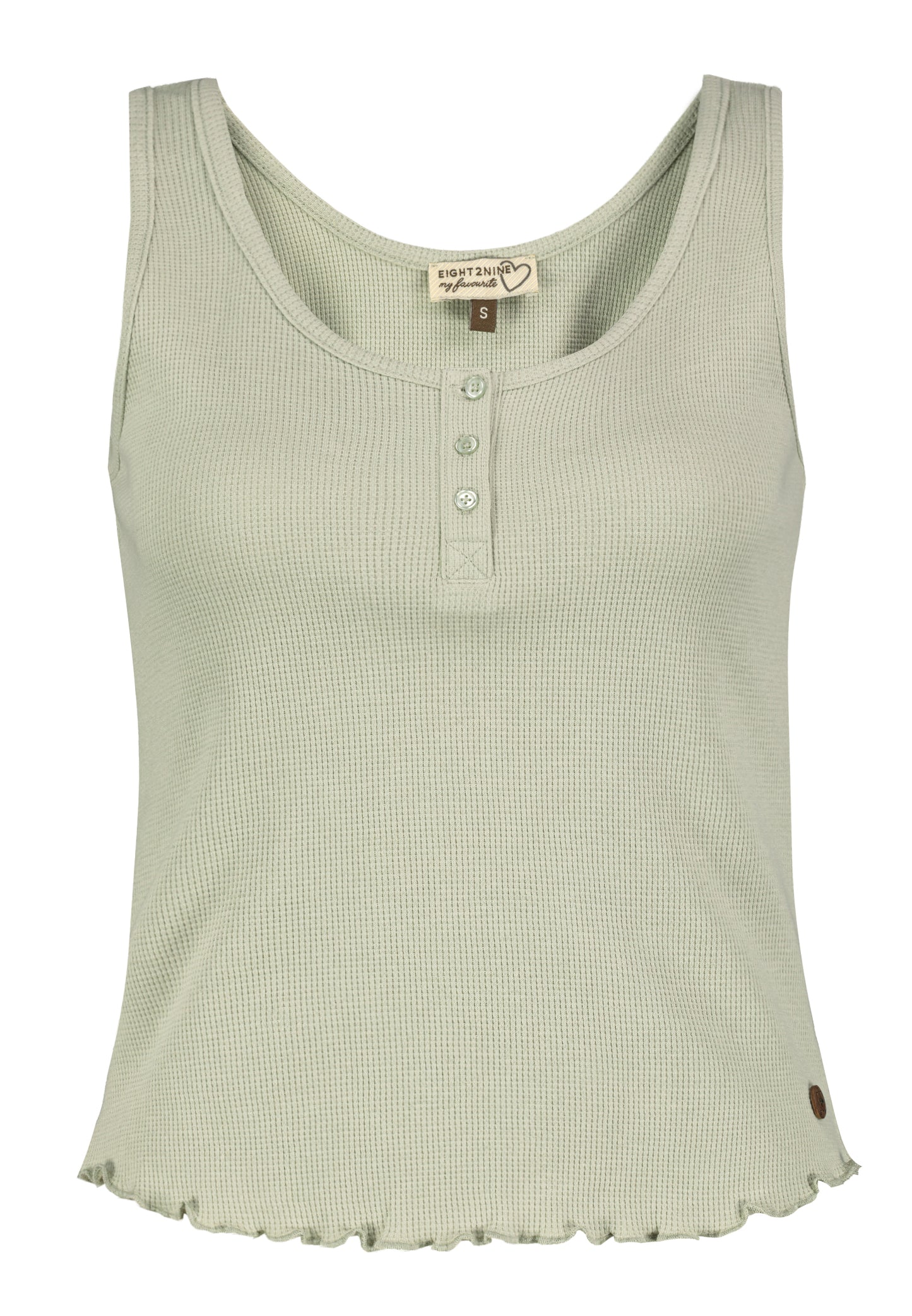 DOB Top,Rundhals mit Piping +Knopfl, light greyish green