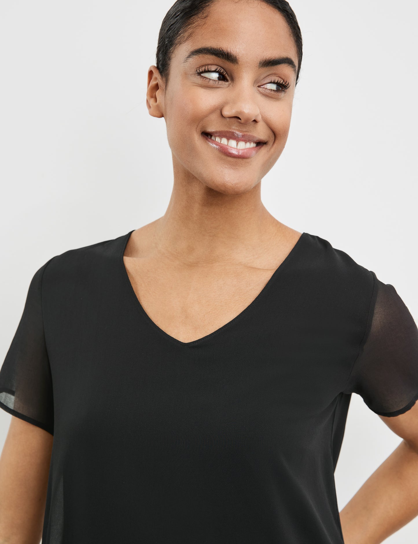 Shirt mit Chiffon-Layer