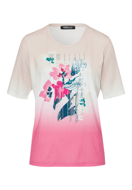 Shirt SCENTS OF HIBISKUS mit paspeliertem Rundhalsausschnitt