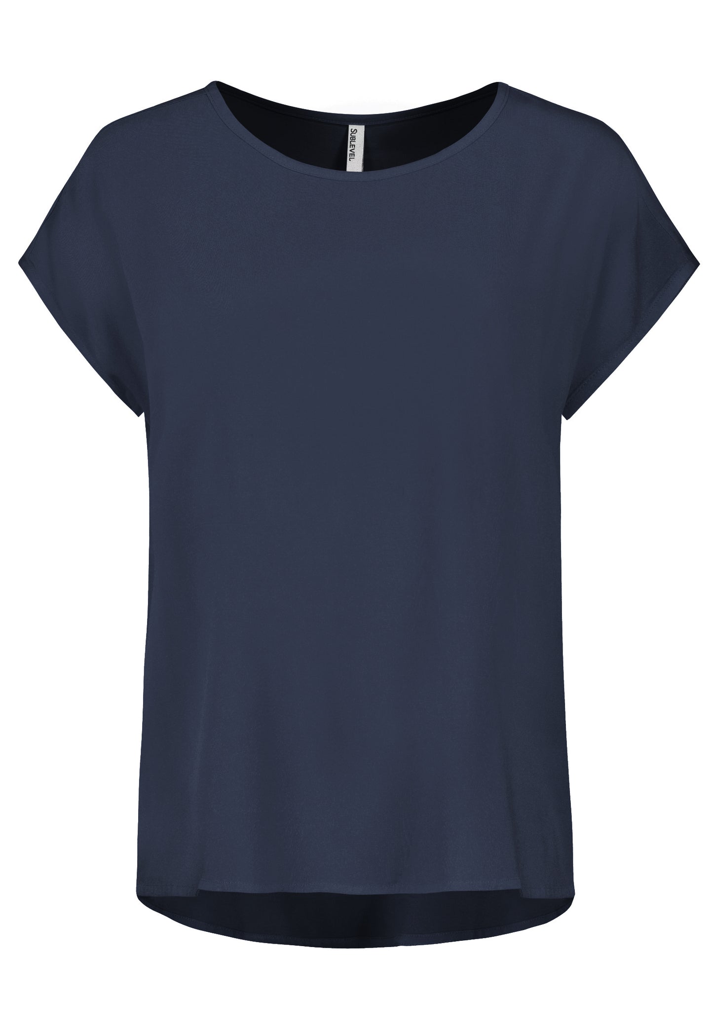 DOB Bluse, Rundhals mit Piping, übe, navy