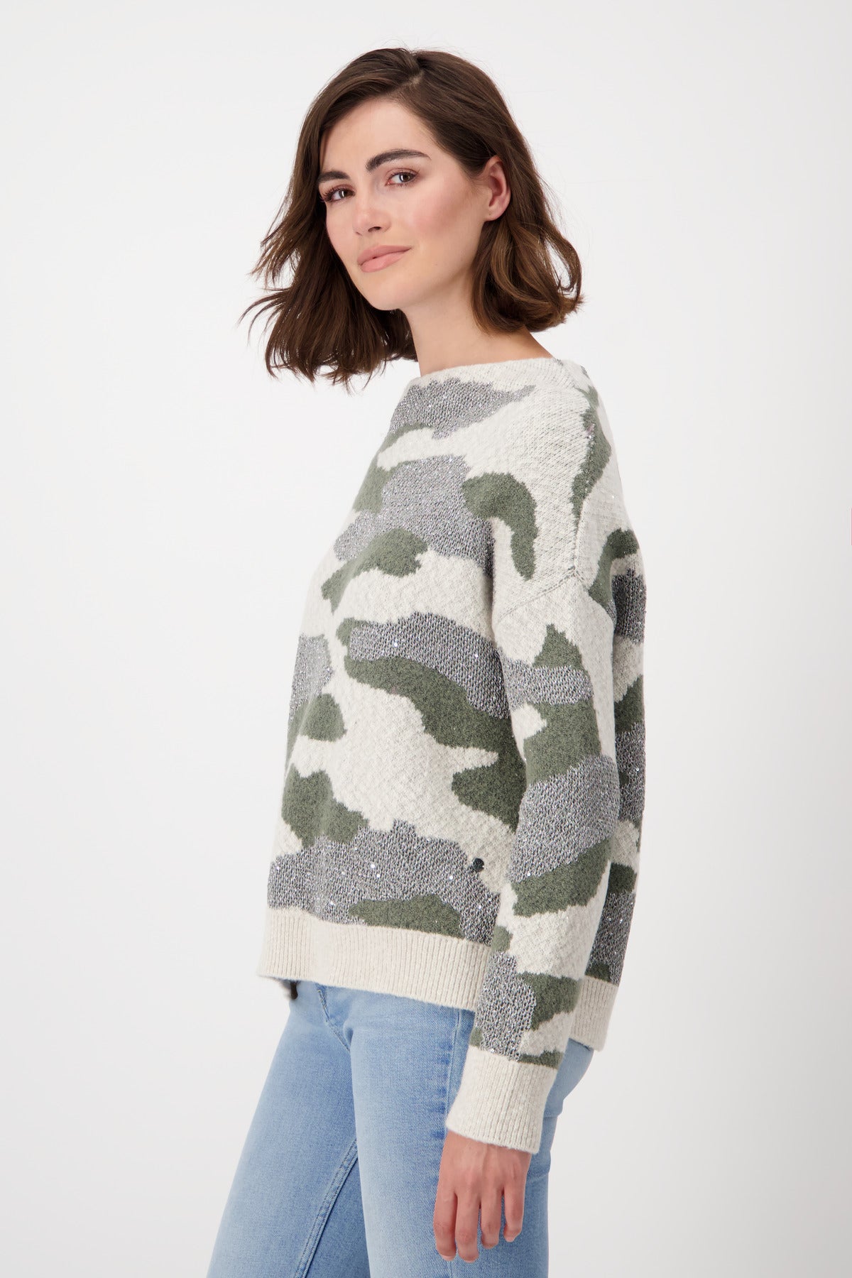 Pullover, frozen green gemustert