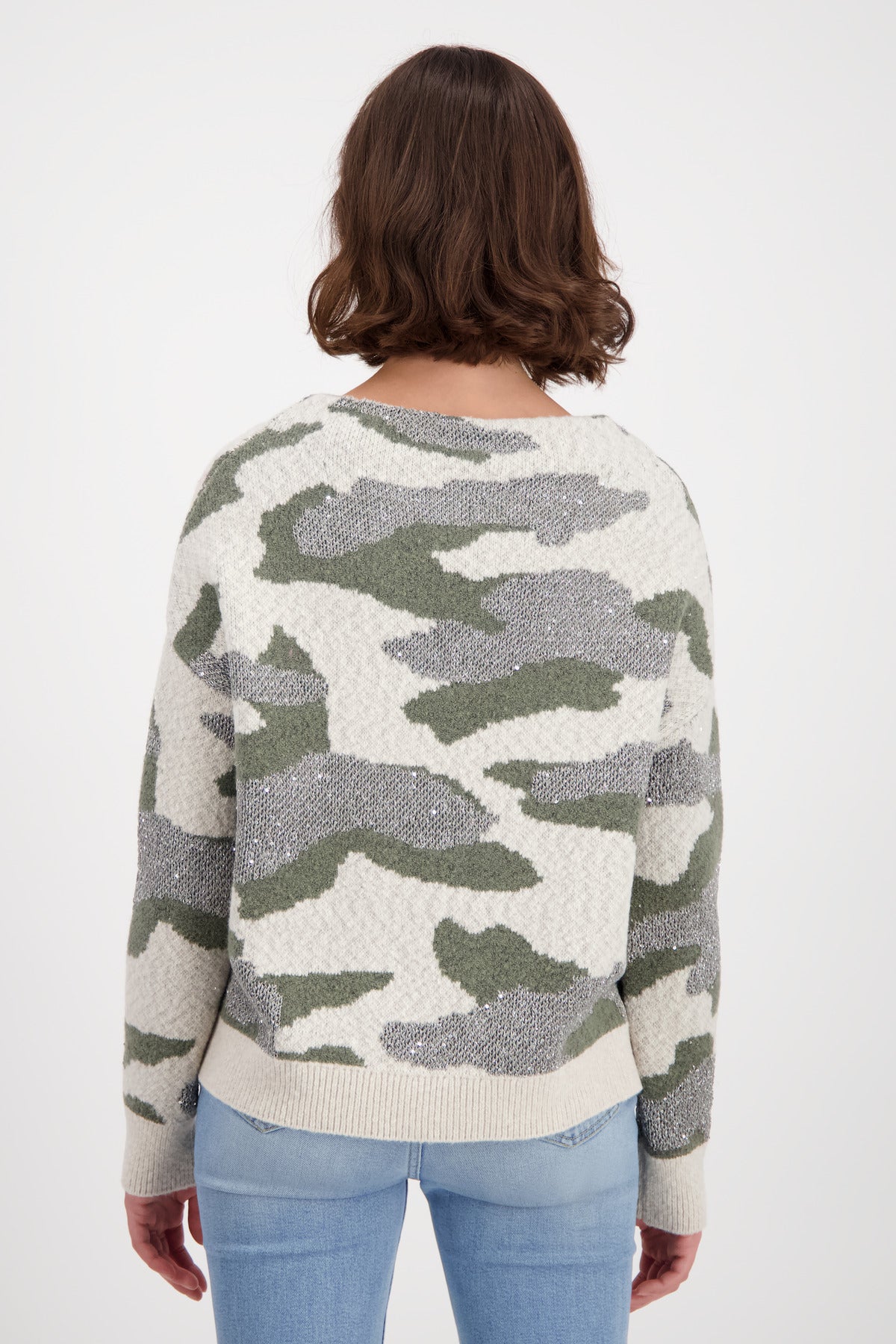 Pullover, frozen green gemustert