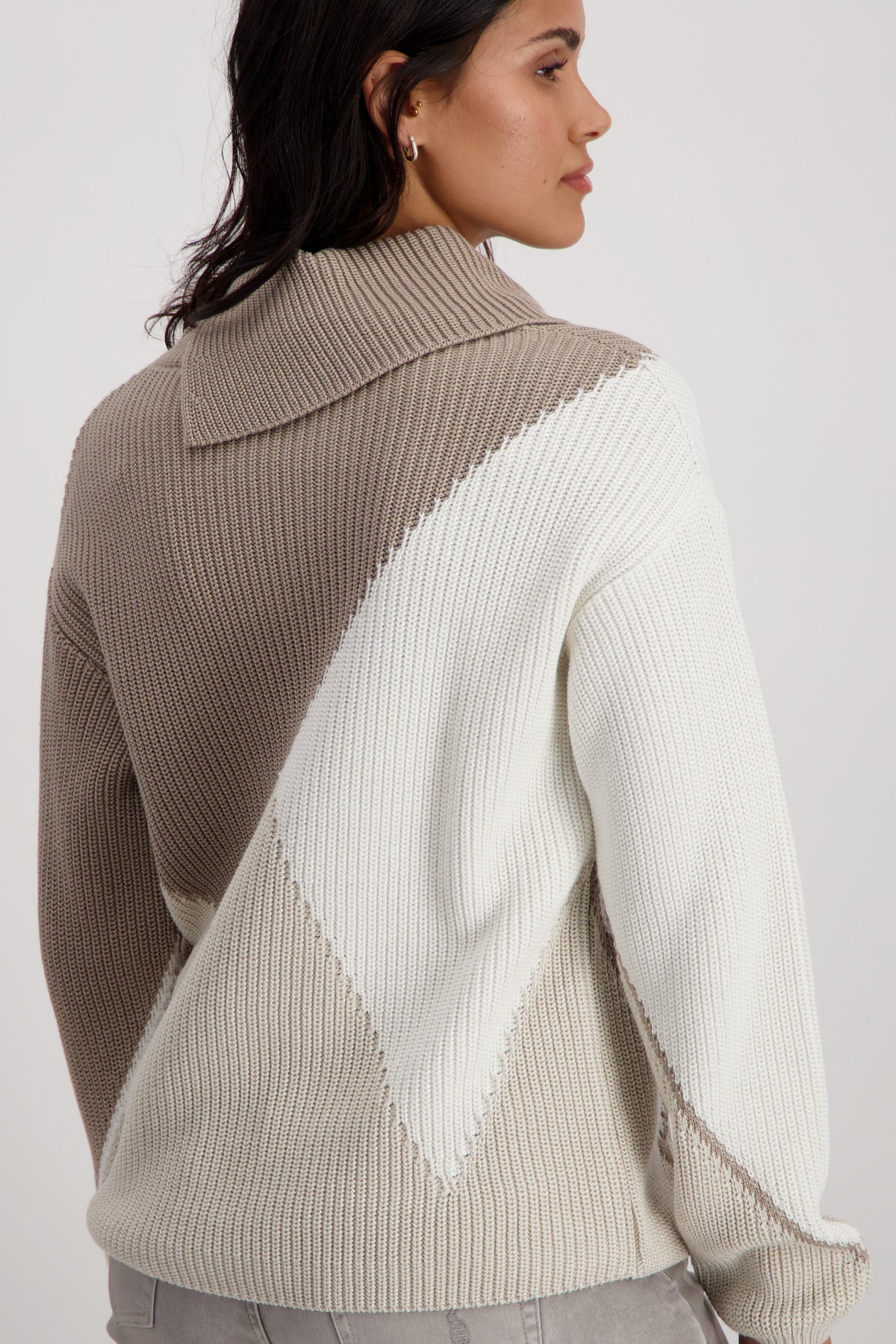 Pullover, cashew gemustert