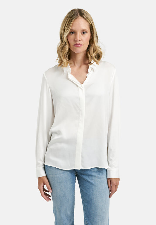 Blouse with collar, placket and 1/1 sleeves