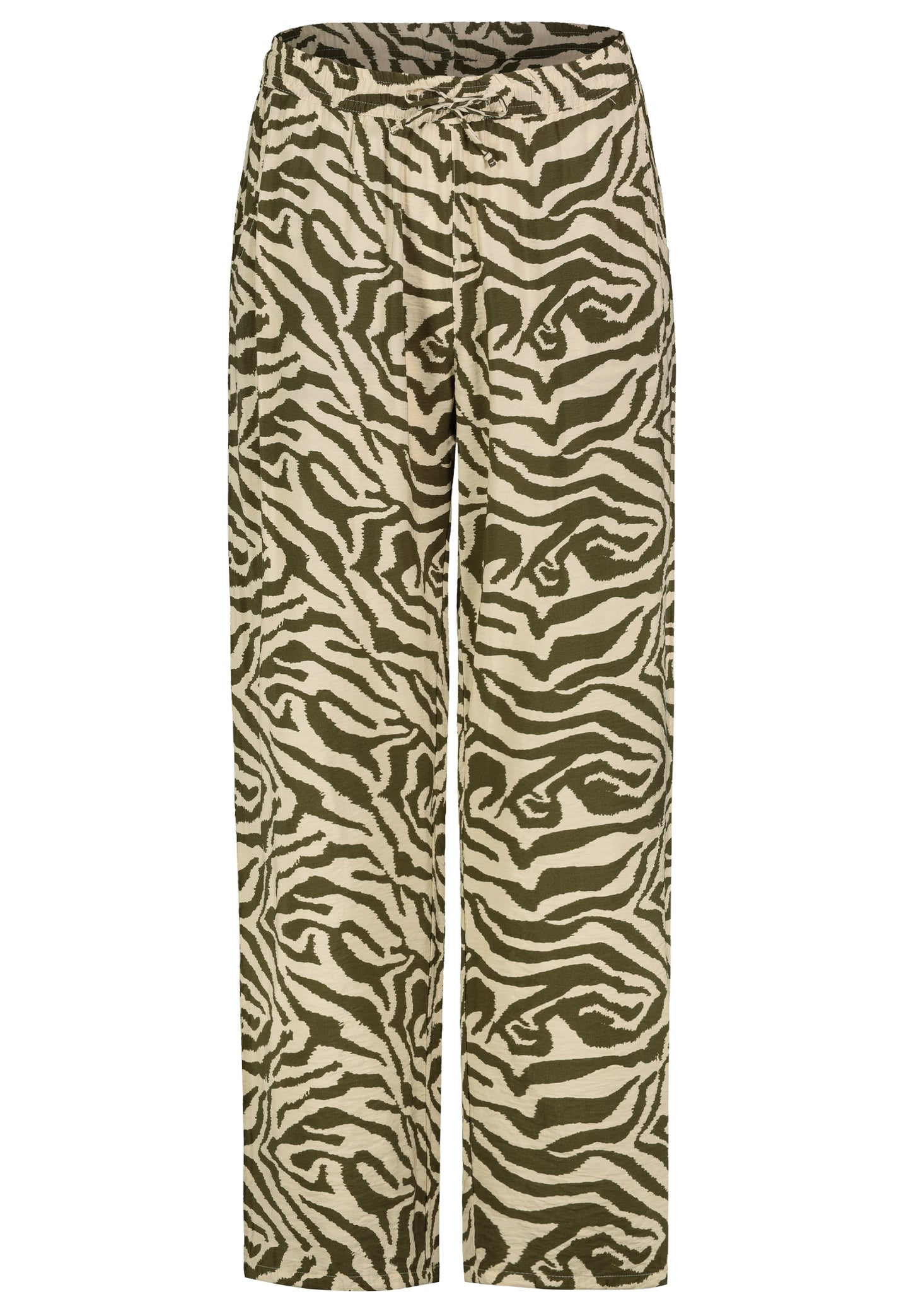 DOB Hose, weites Bein, elastischer, zebra: beige-dark olive