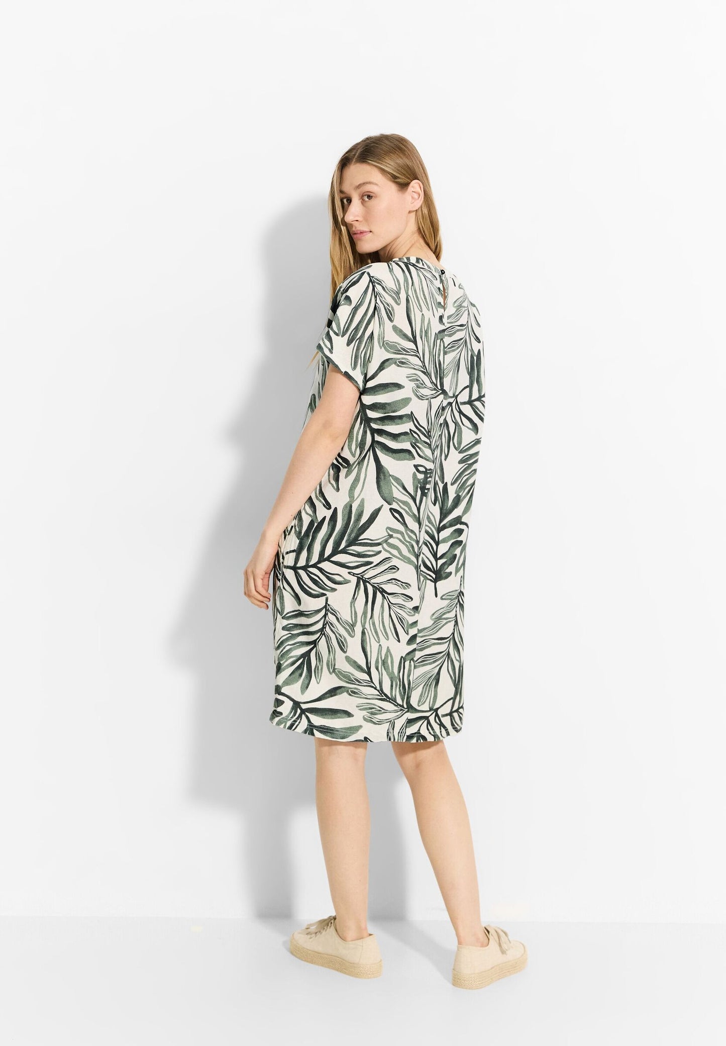 Leinenmix Print Kleid