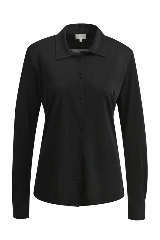 Blouse w collar + placket, 1/1 sleeves w cuffs