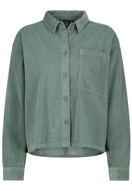 DOB Oversize Hemdjacke, große aufge, forest green