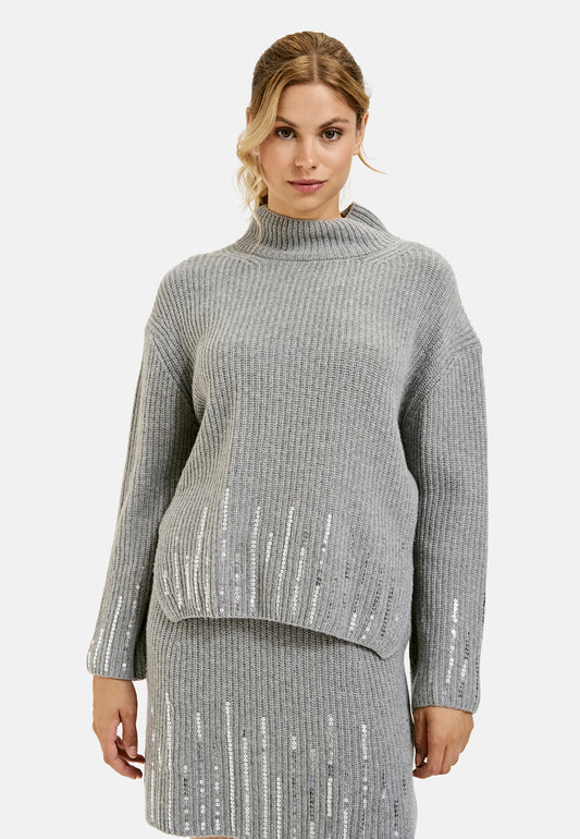 Sequins High Collar Pullover