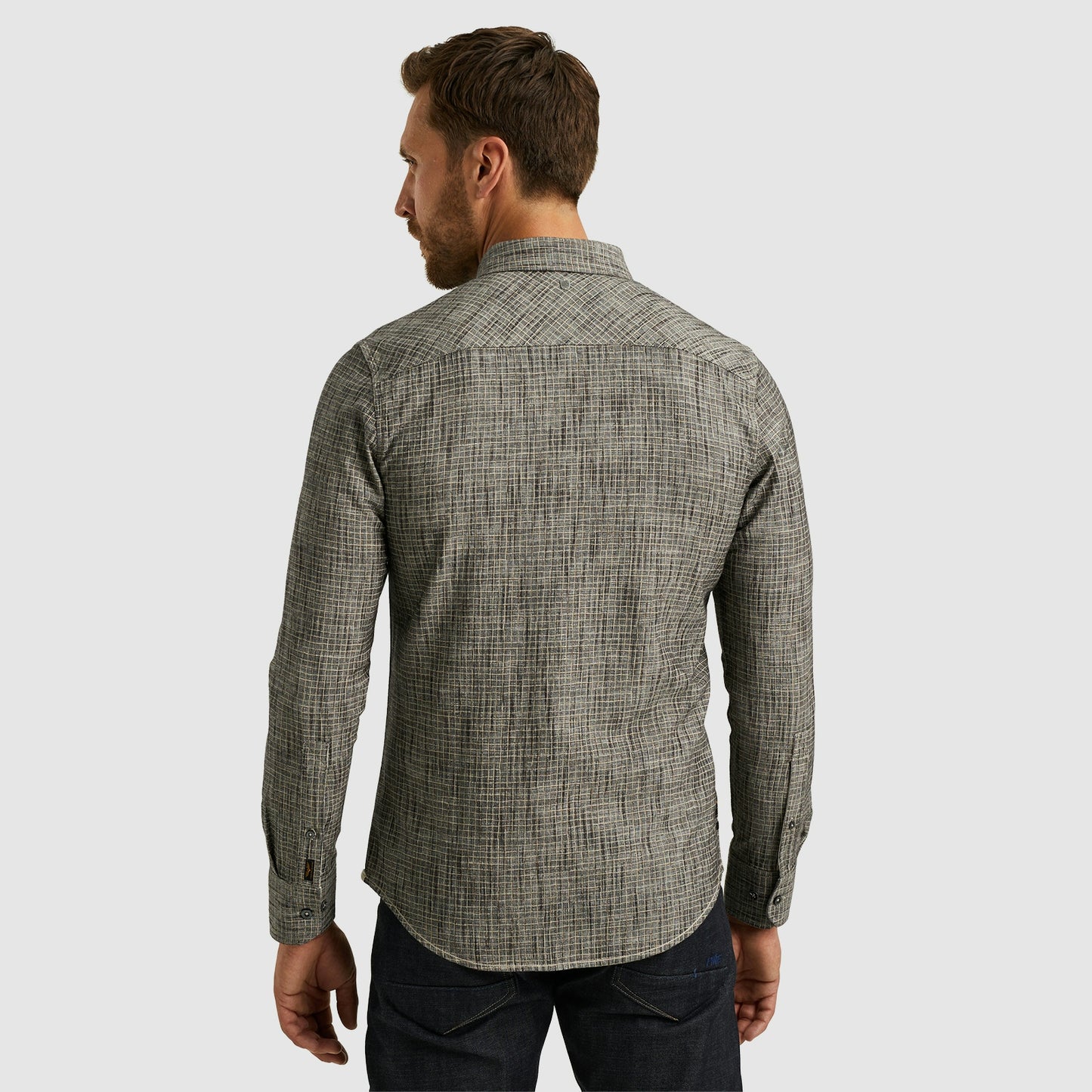 Long Sleeve Shirt Print On 2 tone slub