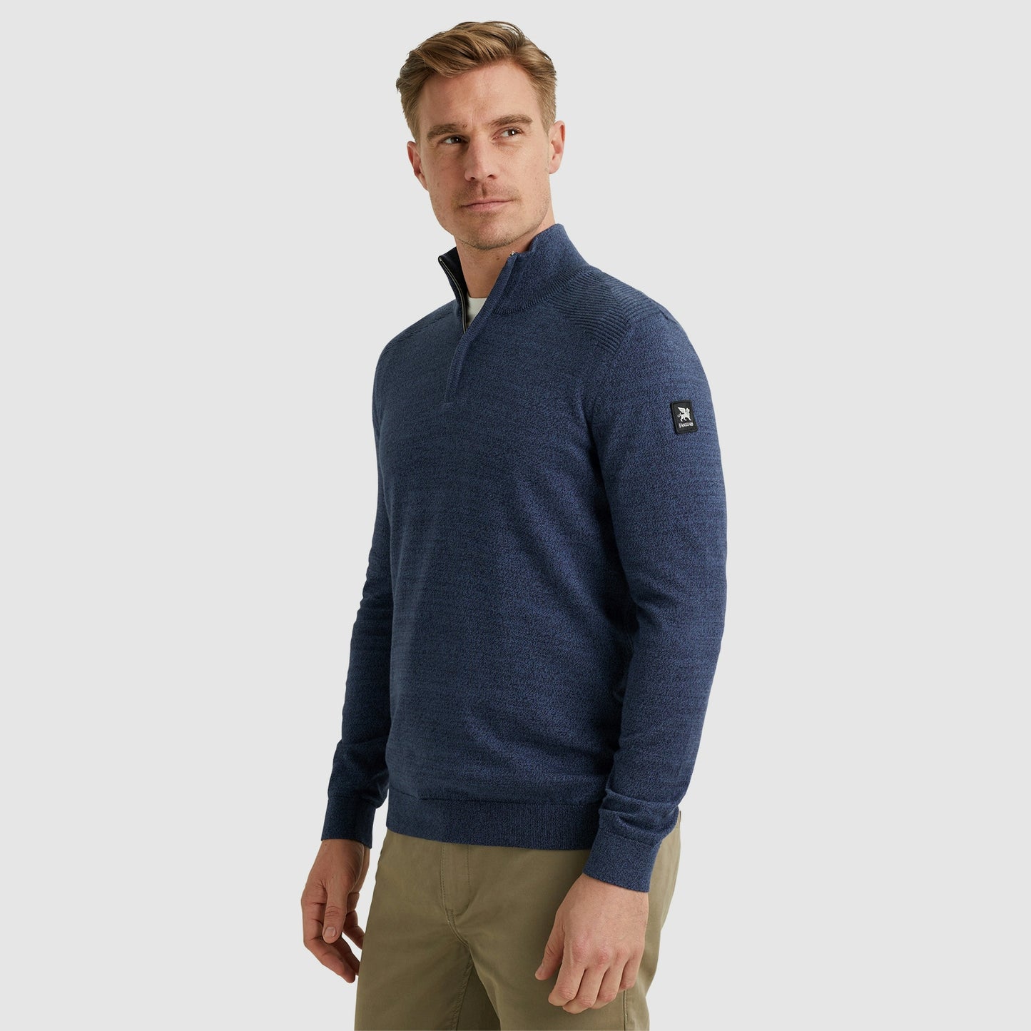 Half zip collar cotton mouline