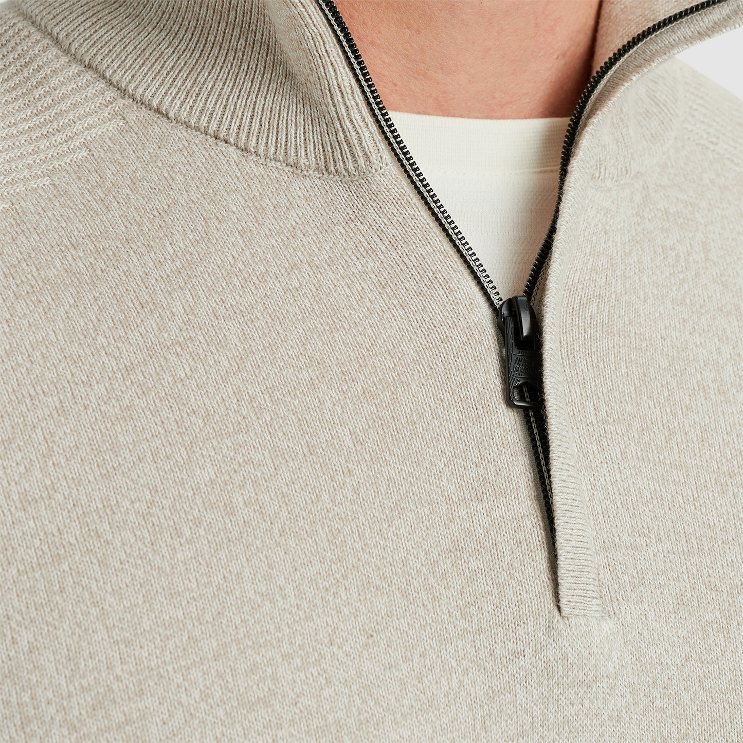 Half zip collar cotton mouline