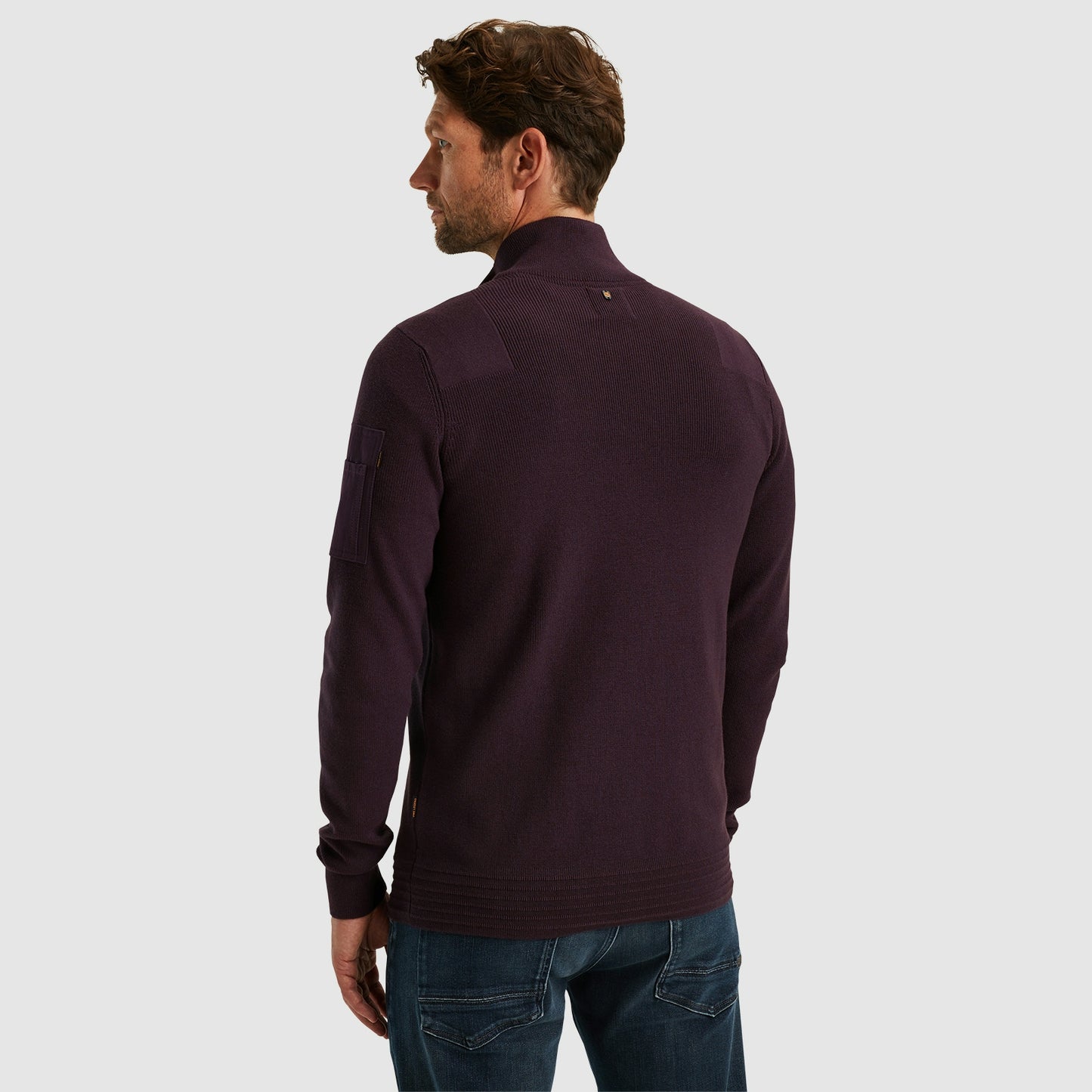 Half zip collar cotton knit