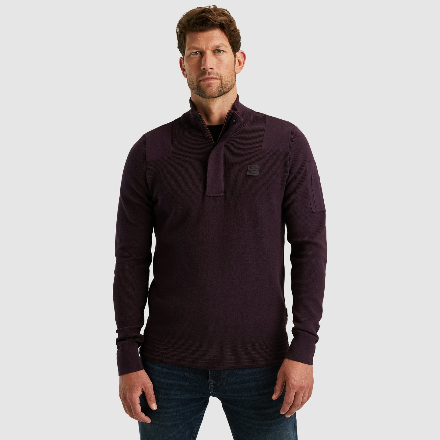 Half zip collar cotton knit