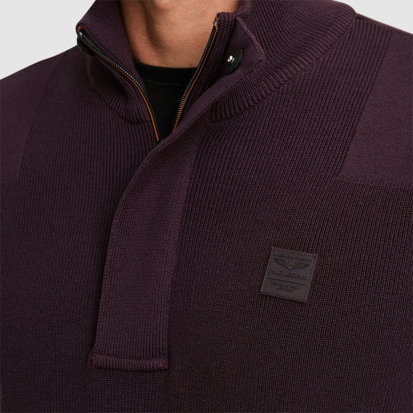 Half zip collar cotton knit