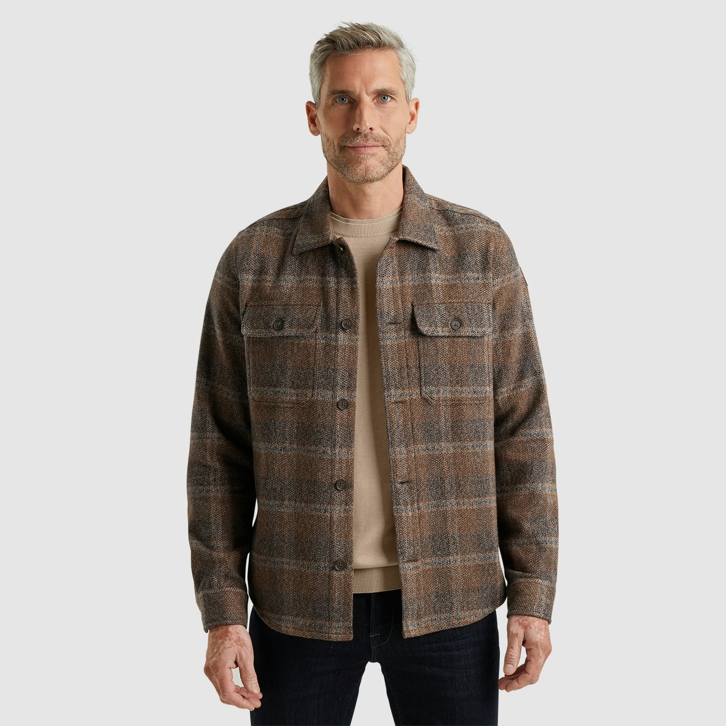 Long Sleeve Shirt Check Brushed Mouline