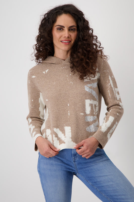 Pullover, milk chocolate gemustert