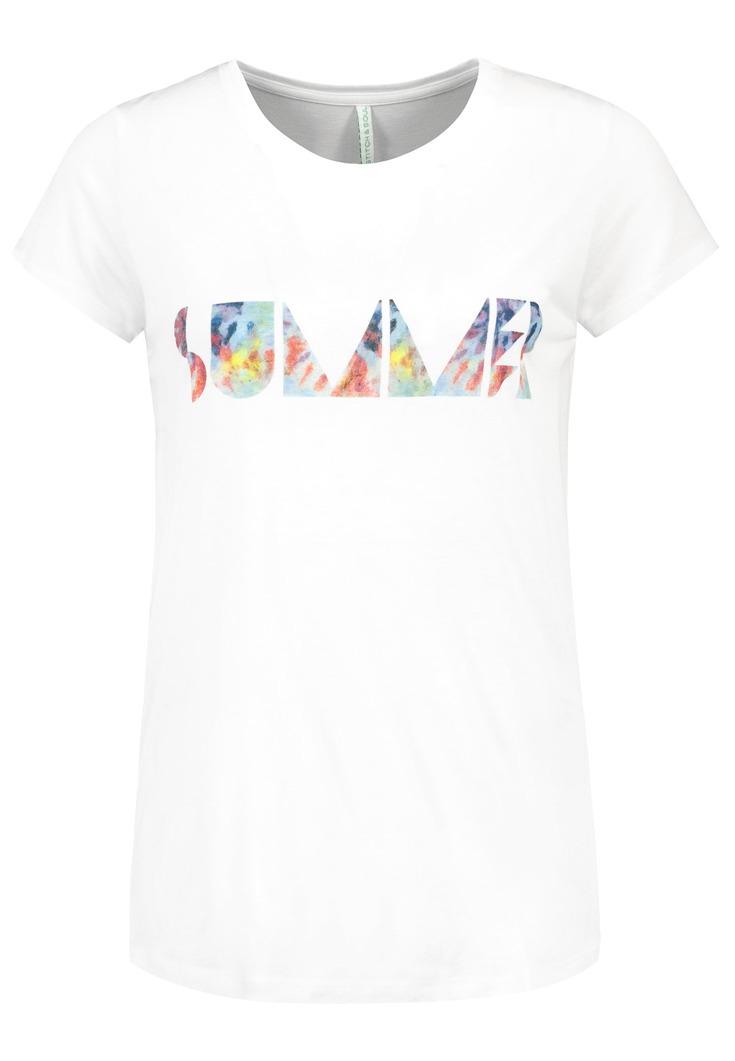 Shirt,kurzarm, Rundhals mit Blende,Nackenband, Fotodruck auf Vorderteil"SUMMER"