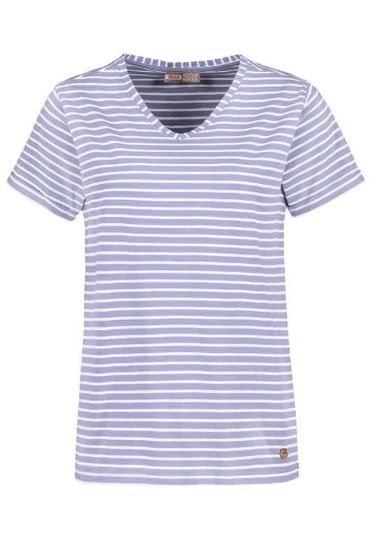 T-shirt, kurzarm ,ärmelaufschlag V-neck