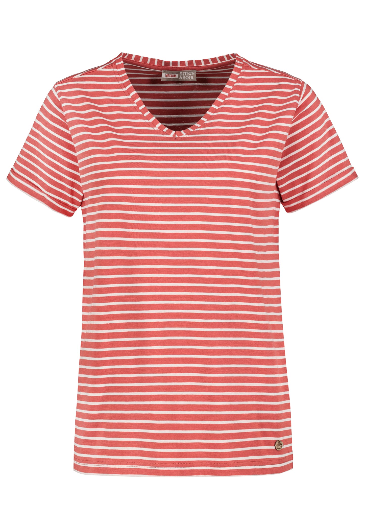 T-shirt, kurzarm ,ärmelaufschlag V-neck