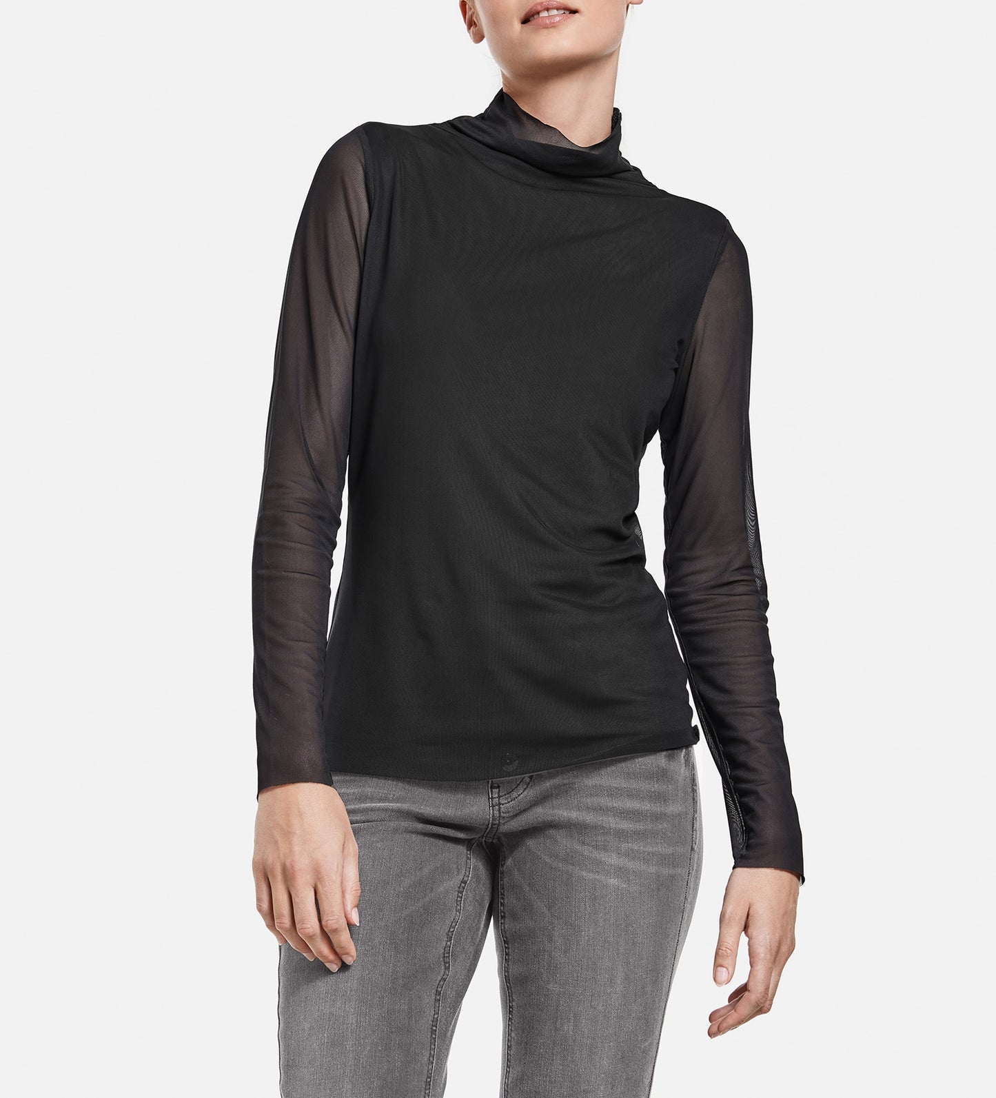 Mesh-Shirt mit transparenten Ärmeln