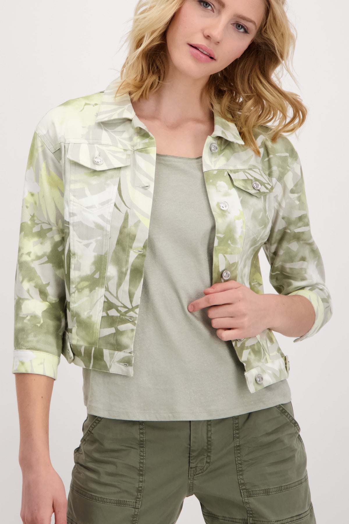 Jacke, khaki gemustert