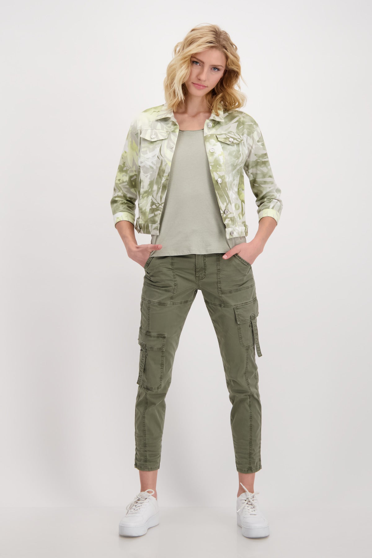 Jacke, khaki gemustert