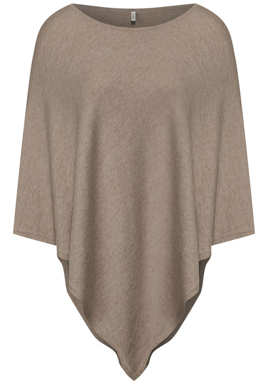 Strickponcho in Unifarbe