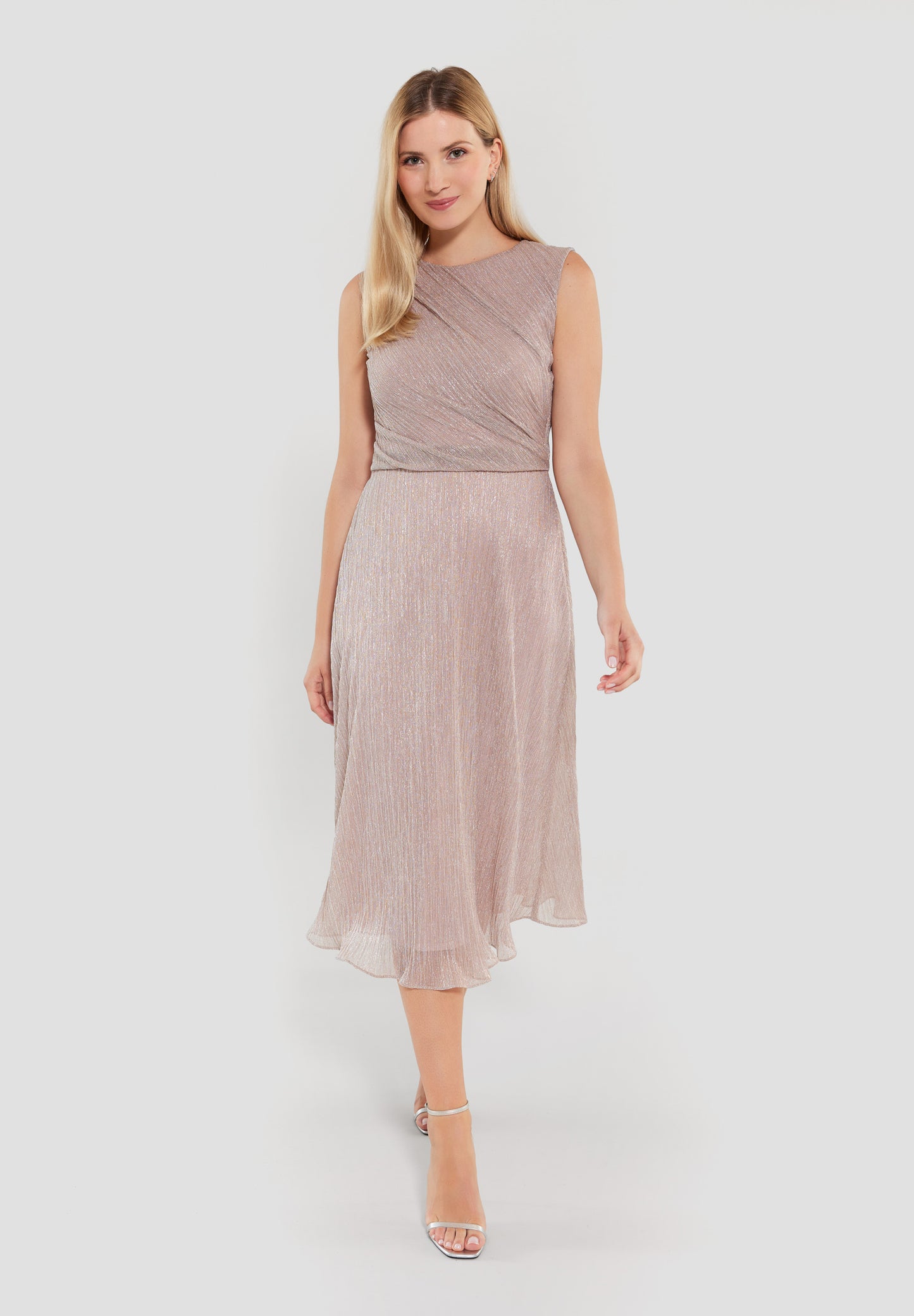 Cocktailkleid aus Jersey Plissee mit Metallic Fäden