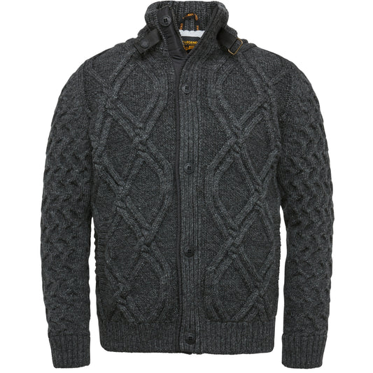 Zip jacket heavy knit mixed yarn