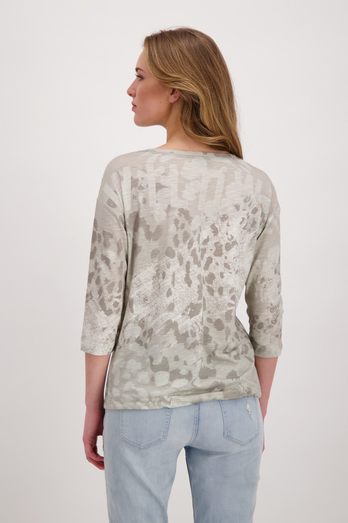 T-Shirt, light khaki gemustert