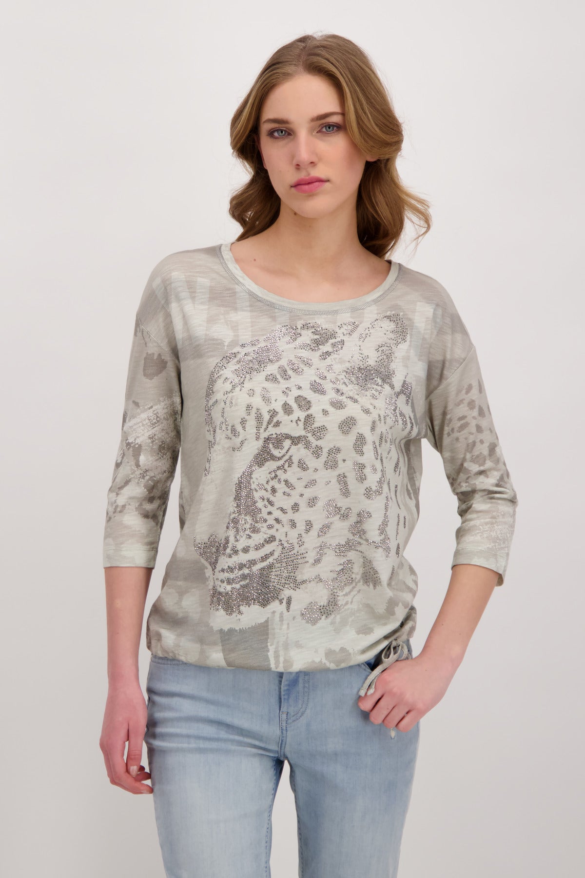 T-Shirt, light khaki gemustert
