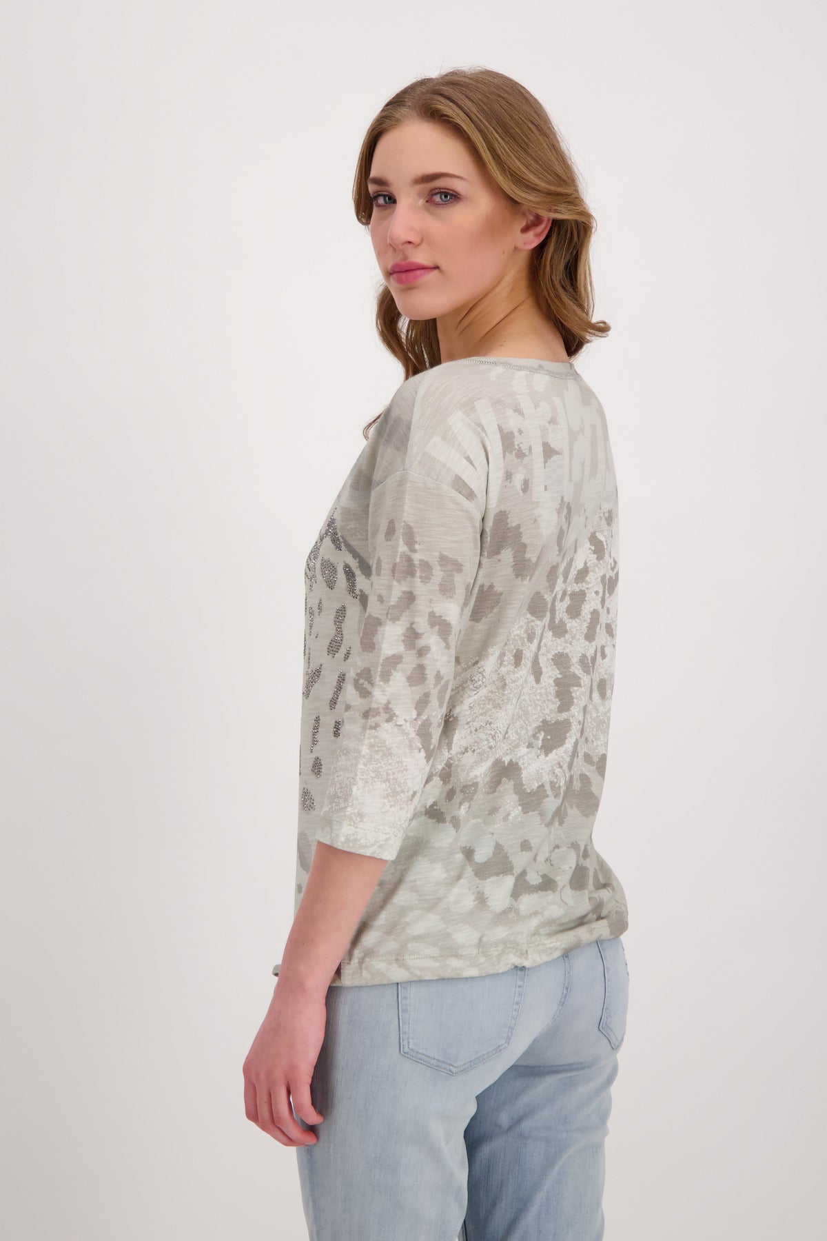 T-Shirt, light khaki gemustert